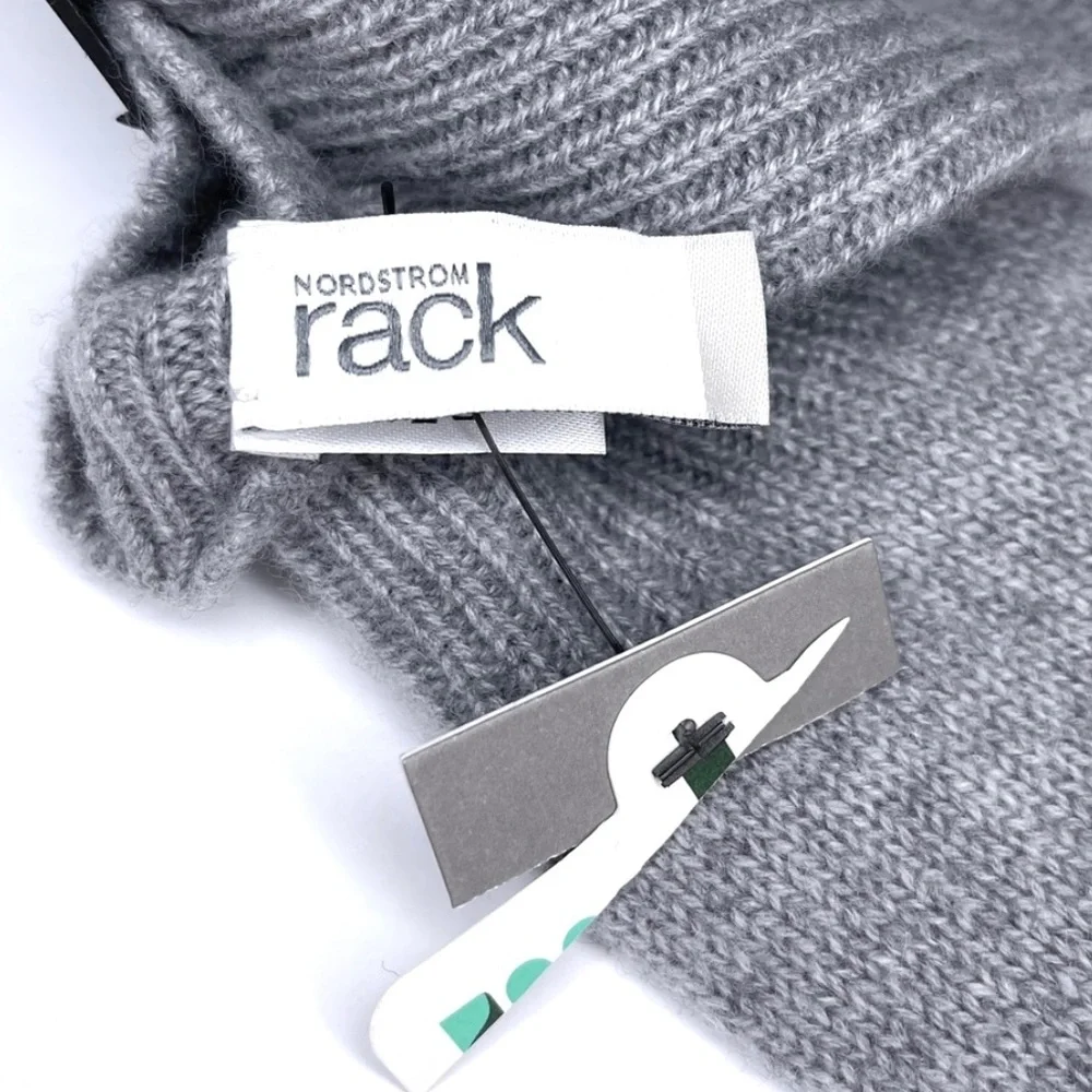 NORDSTROM Rack 100% Cashmere Rib Knit Tech Gloves NEW Gray Grey